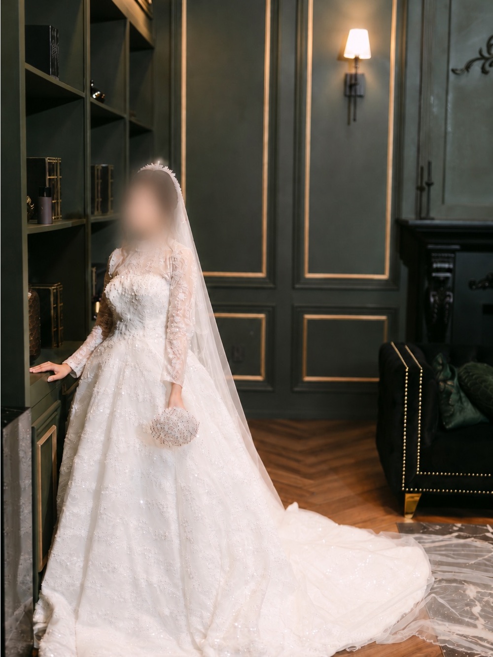 Luxury French Lace Princess Ball Gown Wedding Dress – Like New